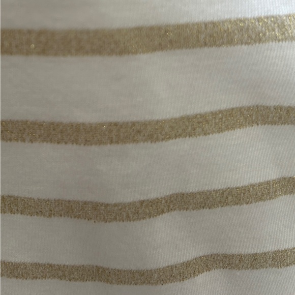 J.Crew Shirt Women's Size L White Gold Stripe Long Sleeve Artist T-Shirt - Picture 6 of 10
